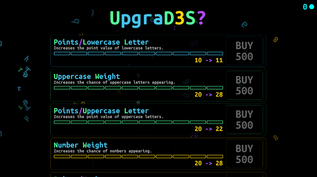 ReFL3Ct, Upgrade Screen